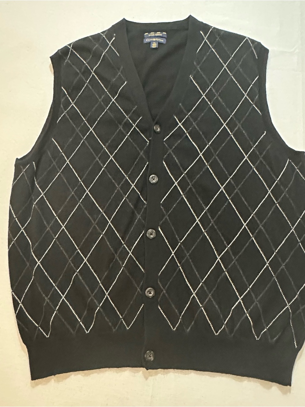 Club Room Estate Merino 100% Merino Wool Argyle Sweater Vest XL